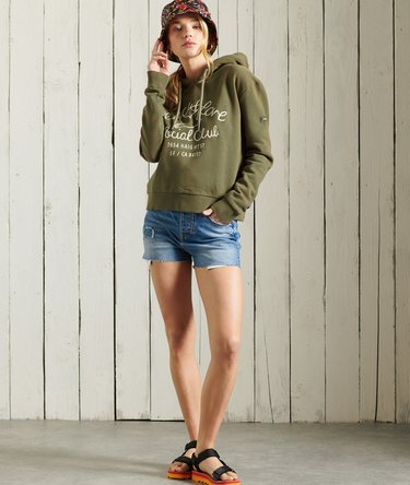 Military Logo Crop Hoodie Image 2