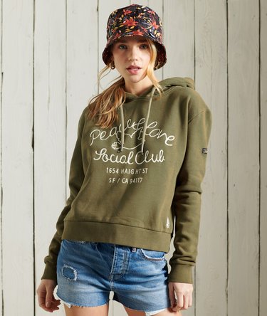 Military Logo Crop Hoodie Image 1