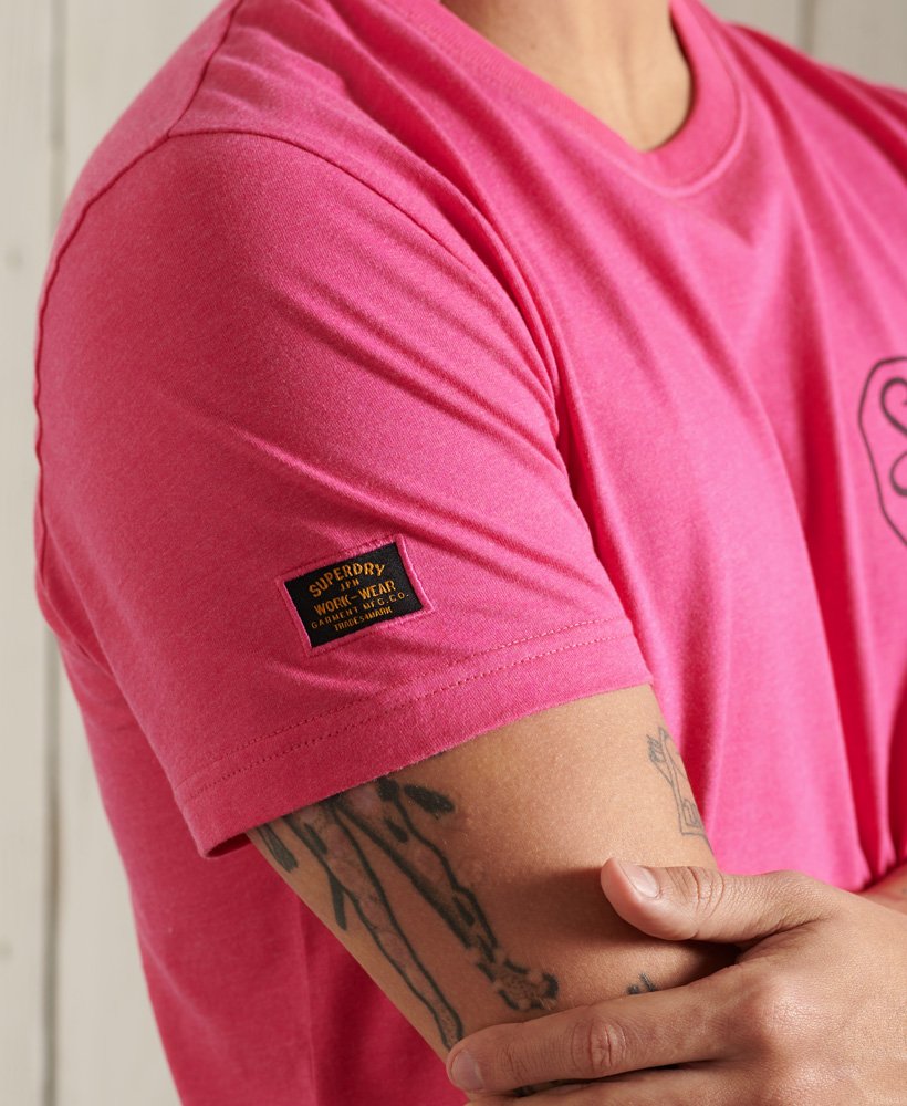mens Workwear Graphic Lightweight T-Shirt in Magenta Marl