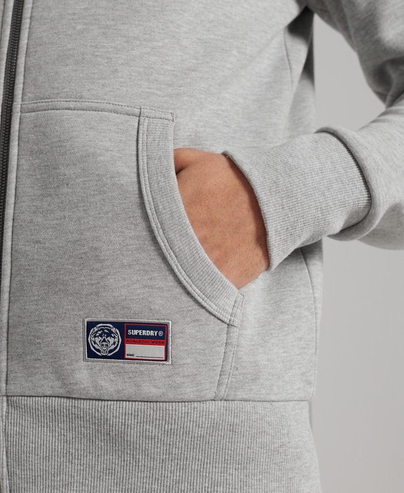 mens Track & Field Graphic Zip Hoodie in Pumice Stone Marl