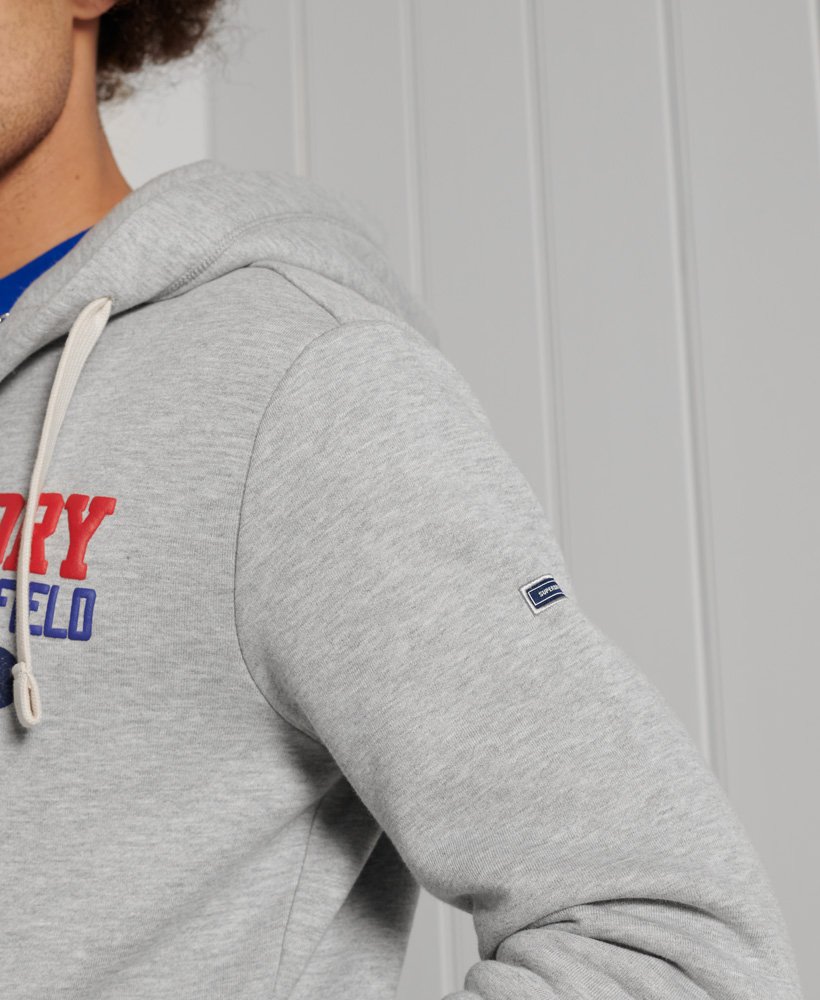 mens Track & Field Graphic Zip Hoodie in Pumice Stone Marl