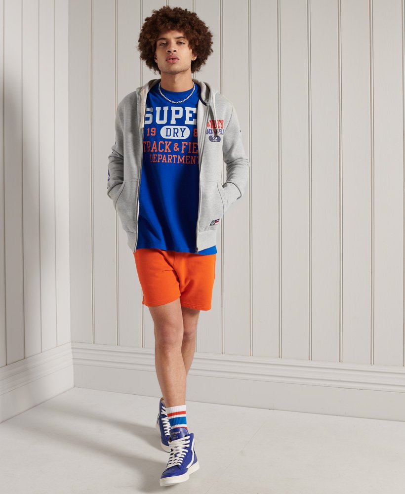 mens Track & Field Graphic Zip Hoodie in Pumice Stone Marl