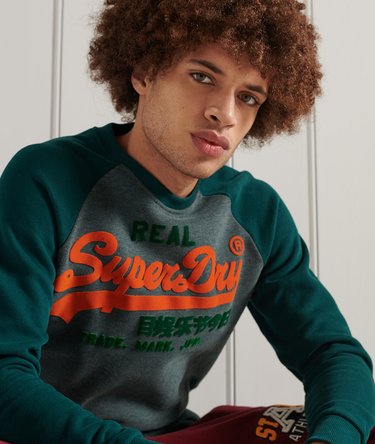 Sudadera con logo bicolor, manga raglán y cuello redondo Vintage Image 3