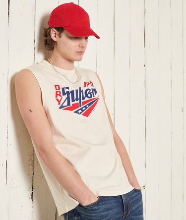 Boho Tanktop mit Grafik und abgeschnittenen Ärmeln Image 1
