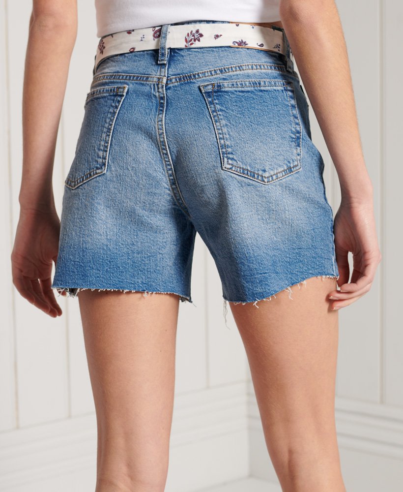Superdry Damen Vintage Mid Rise Slim Jeans-Shorts – Denim Shorts Im Retro-Style