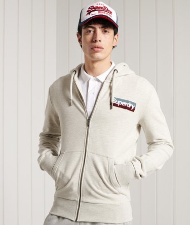 Sudadera de rizo con capucha, cremallera y logo Core Workwear Image 1
