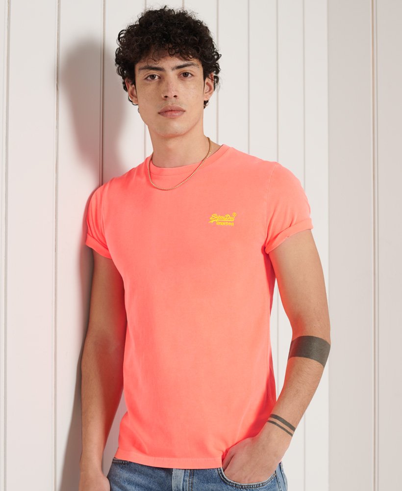 mens Organic Cotton Neon Lite T-Shirt in Volcanic Orange | Superdry CA-EN