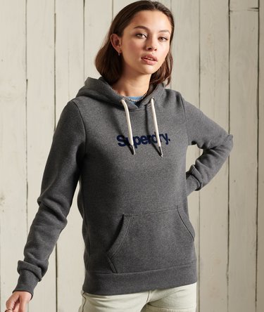 Mujer Sudadera afelpada con capucha y logo Core en jaspeado oscuro