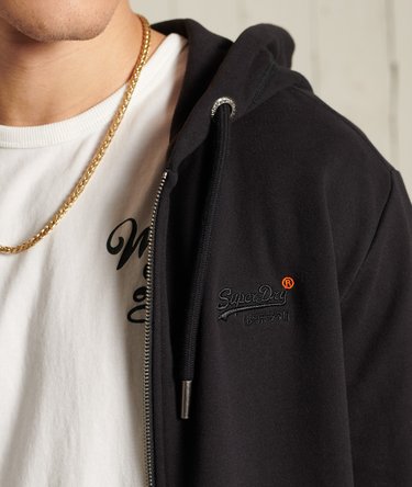 Klassisk Orange Label-hettegenser med frottefôr og glidelås Image 3
