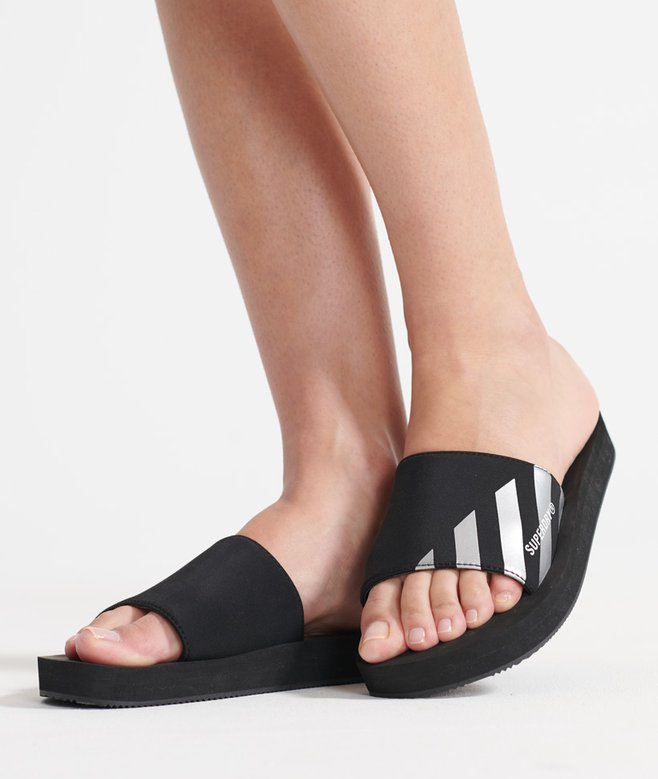 Dames Sport zwemslippers in black metallic Superdry NL