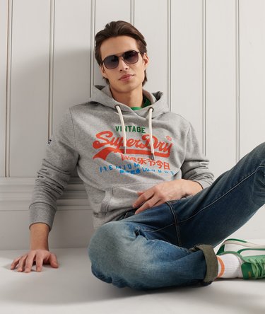 Sudadera tricolor de rizo de algod&oacute;n con capucha Vintage Logo Image 3