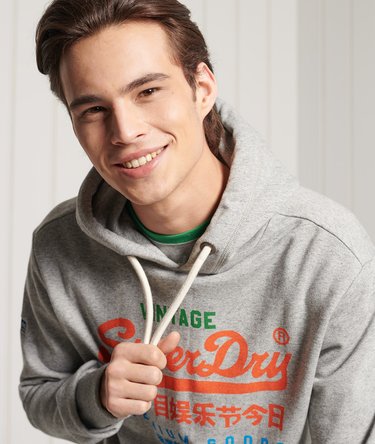 Sudadera tricolor de rizo de algod&oacute;n con capucha Vintage Logo Image 4