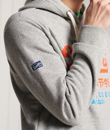 Sudadera tricolor de rizo de algod&oacute;n con capucha Vintage Logo Image 6