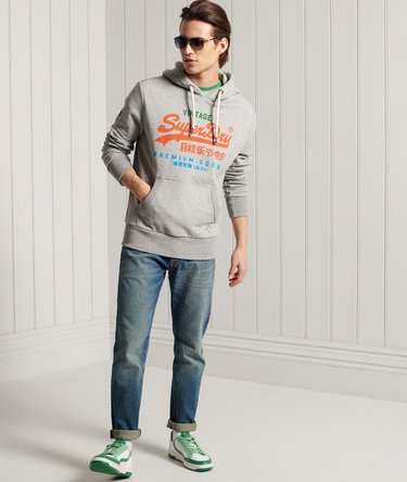 Sudadera tricolor de rizo de algod&oacute;n con capucha Vintage Logo Image 2