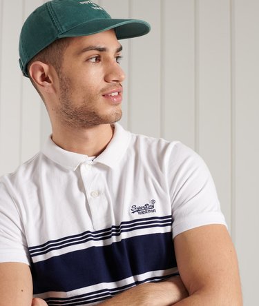 Organic Cotton Vintage Chestband Jersey Polo Shirt Image 3