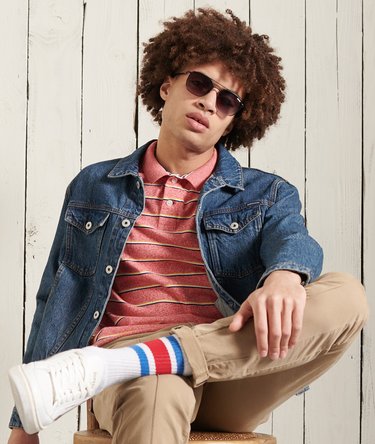 Organic Cotton Striped Pique Polo Shirt Image 3