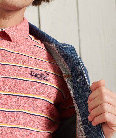 Organic Cotton Striped Pique Polo Shirt Image 4