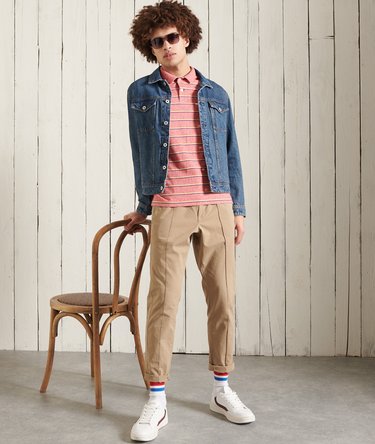 Organic Cotton Striped Pique Polo Shirt Image 2