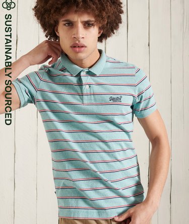 Organic Cotton Striped Pique Polo Shirt Image 1