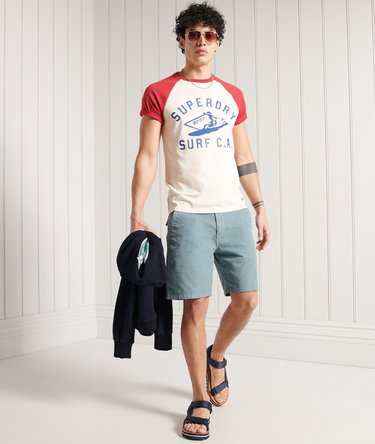 T-shirt in cotone biologico in stile baseball con grafica Cali Surf Image 2
