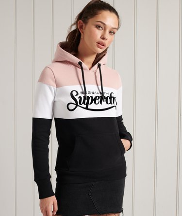 Felpa in tessuto con rovescio a ricci, cappuccio e design a blocchi di colore Premium Logo Image 1