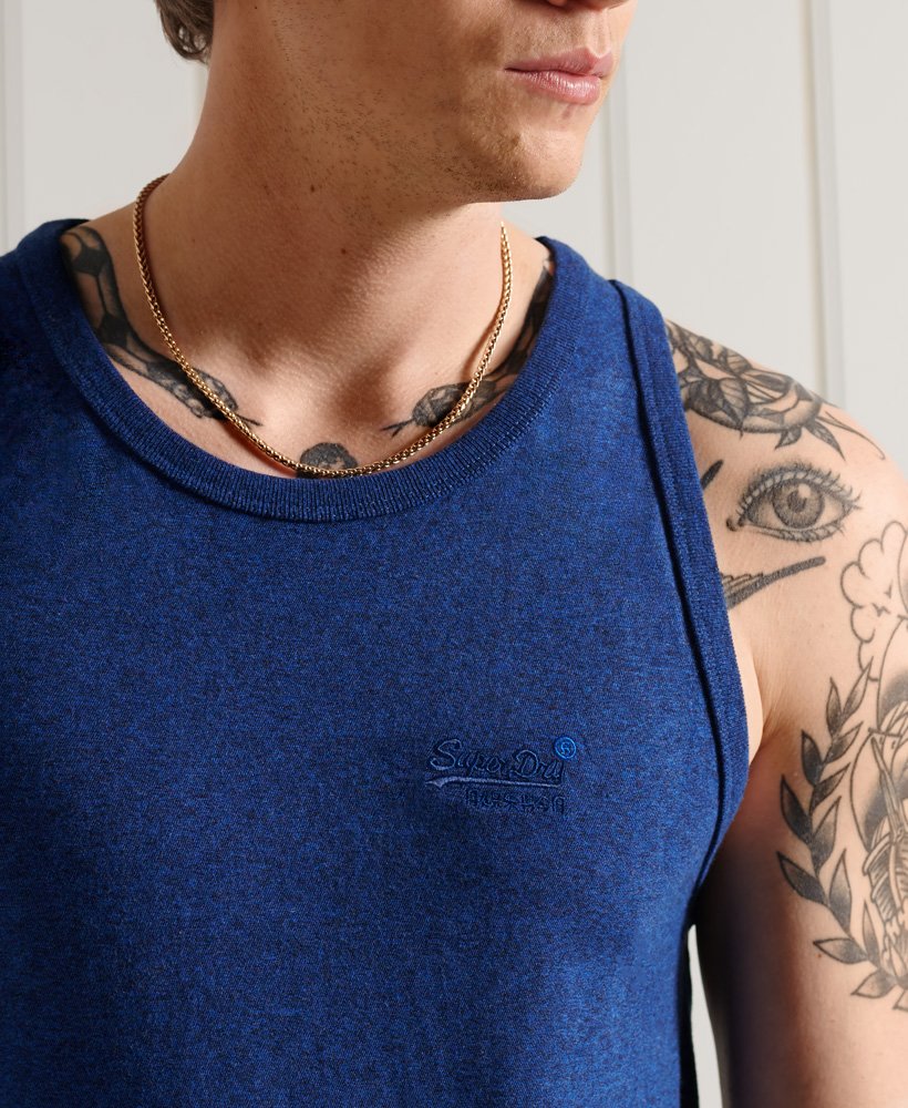 mens Organic Cotton Vintage Embroidery Vest Top in Vivid