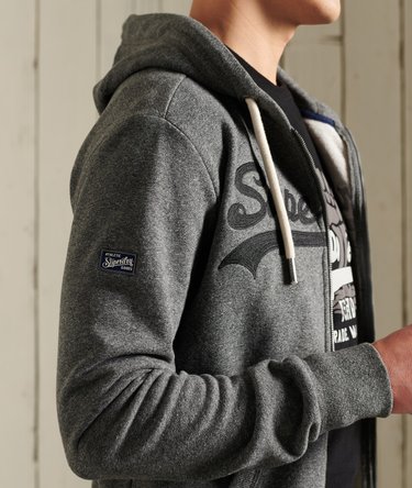 Sweat à capuche zippé bouclé sur l'envers avec broderie ton sur ton Image 3