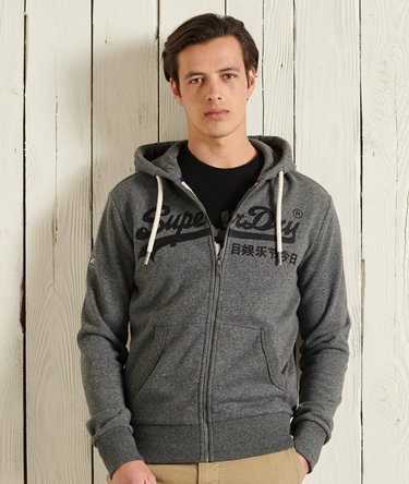 Sweat à capuche zippé bouclé sur l'envers avec broderie ton sur ton Image 1
