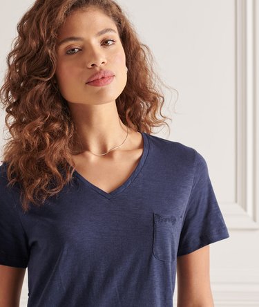 Organic Cotton Scripted V-Neck T-Shirt Image 3
