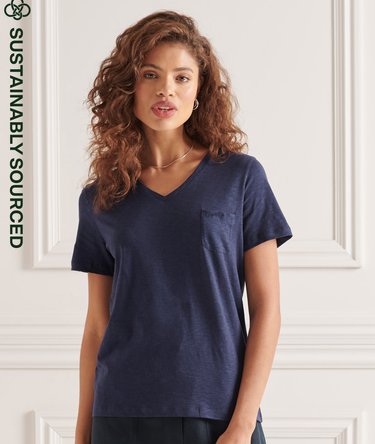 Organic Cotton Scripted V-Neck T-Shirt Image 1