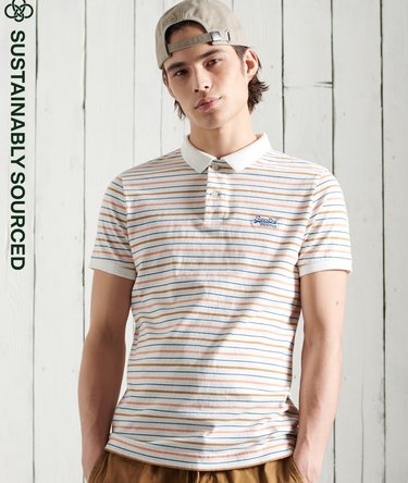 Organic Cotton Vintage Stripe Jersey Polo Shirts Image 1