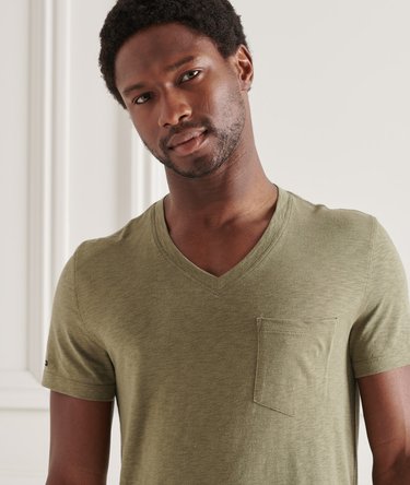 Organic Cotton V Neck Slub Pocket T-Shirt Image 3