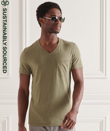 Organic Cotton V Neck Slub Pocket T-Shirt Image 1