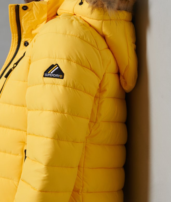 Mujer Chaqueta clásica de pelo sintético Fuji en amarillo náutico