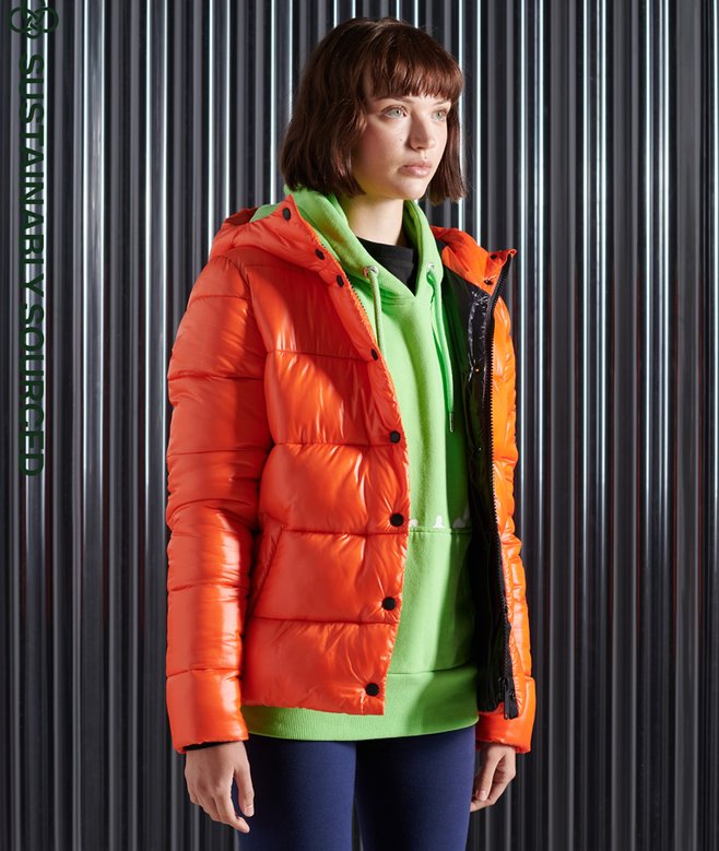 womens High Shine Toya Jacket in SUPERDRY ORANGE