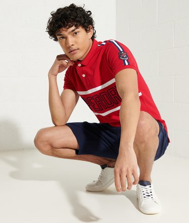 Retro Sports Applique Polo Shirt Image 4