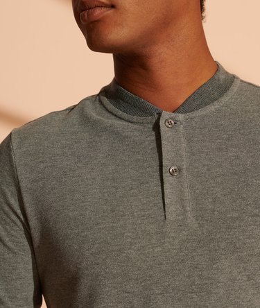 Organic Cotton Henley Collar Pique Polo Shirt Image 4