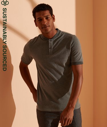 Organic Cotton Henley Collar Pique Polo Shirt Image 1