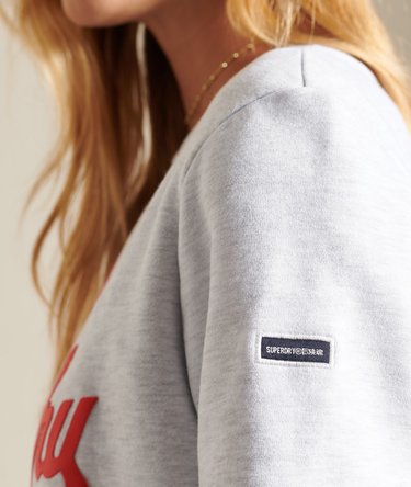 Script Style College Crew Sweatshirt Image 8