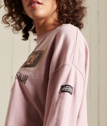 Kort tr&oslash;je i boheme-stil med grafik og lange &aelig;rmer Image 7