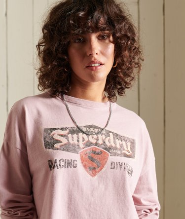 Kort tr&oslash;je i boheme-stil med grafik og lange &aelig;rmer Image 1