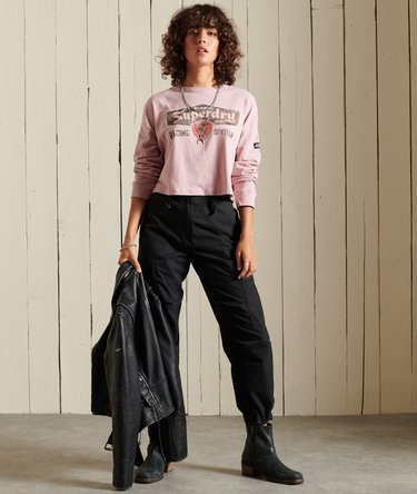 Kort tr&oslash;je i boheme-stil med grafik og lange &aelig;rmer Image 3