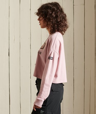 Kort tr&oslash;je i boheme-stil med grafik og lange &aelig;rmer Image 4