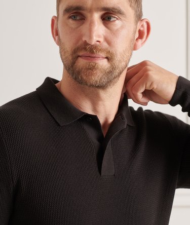 Studios Long Sleeve Knitted Polo Shirt Image 3