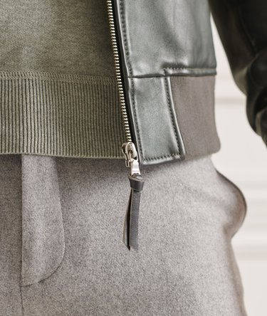Leather Flight Bomber Jacket Image 7