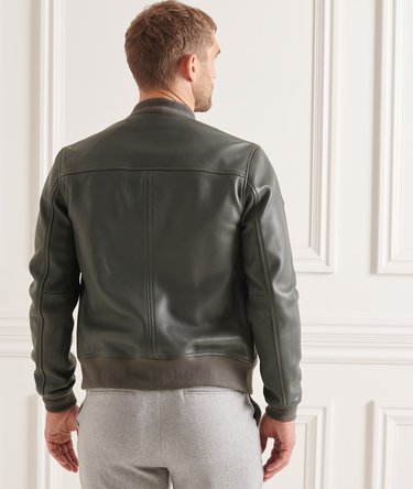 Leather Flight Bomber Jacket Image 4
