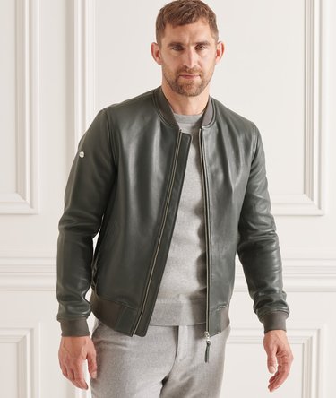 Leather Flight Bomber Jacket Image 1