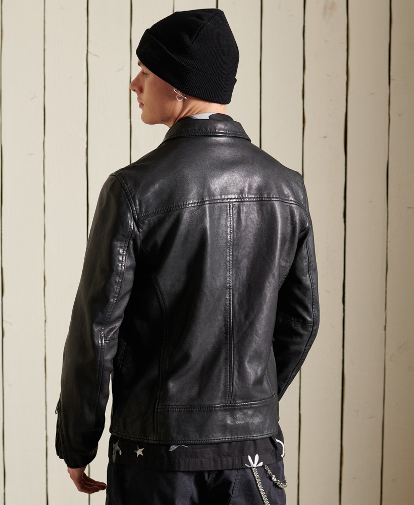 mens Vintage Indie Coach Leather Jacket in Black | Superdry CA-EN
