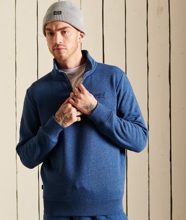 Vintage Logo Embroidered  Zip Henley Sweatshirt Image 1