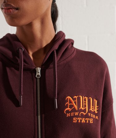 College Kapuzenjacke mit Grafik und Reißverschluss Image 5